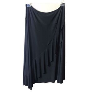 Jason Maxwell Women's‎ Cozy Black Stretchy Ruched Midi Skirt Size Large